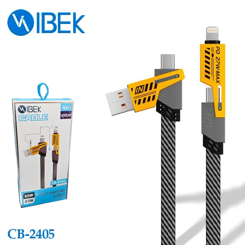 [CB-2405] CABLE USB MALLADO 4 EN 1 TYPE C, LIGHTNING Ibek