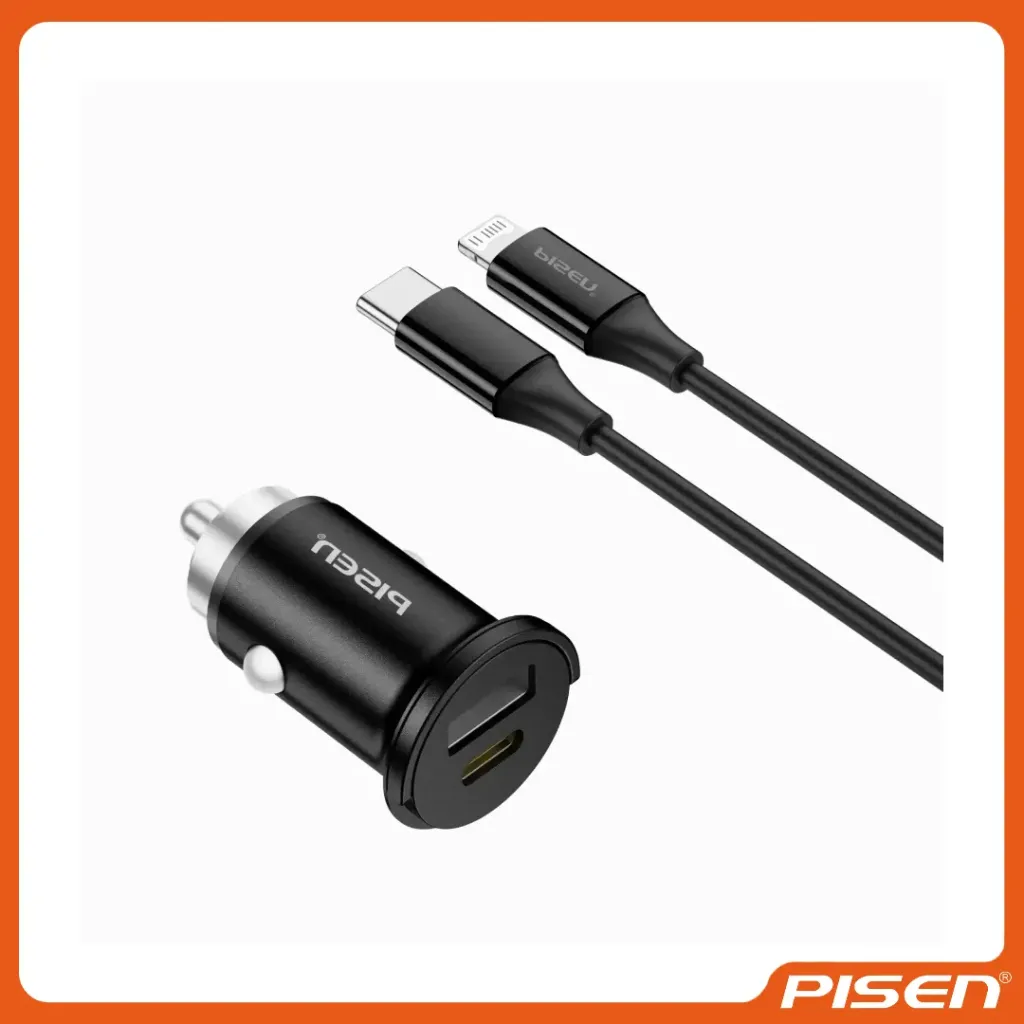 [F-PS-TPC77CL] QUICK CARGADOR DE AUTO MINI USB-C+USB-A 20W C A L 1200 SET - PISEN