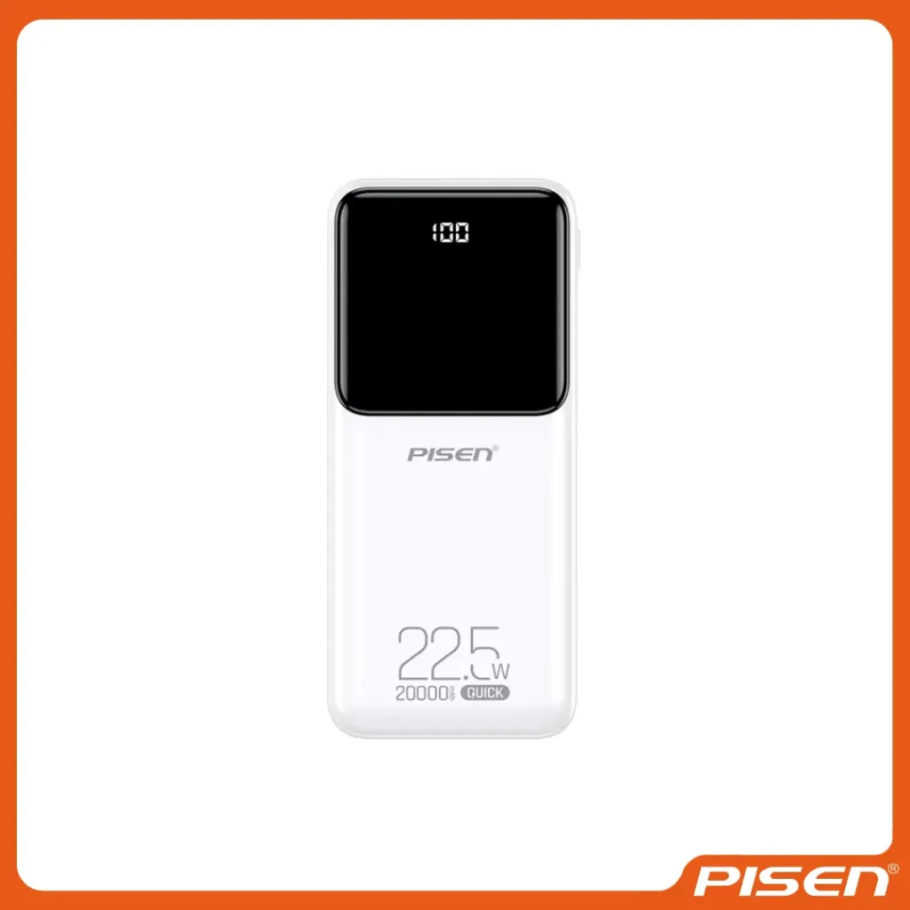 SEMI MIRROR POWER BANK 22.5W 20000MAH (BLANCO) - PISEN