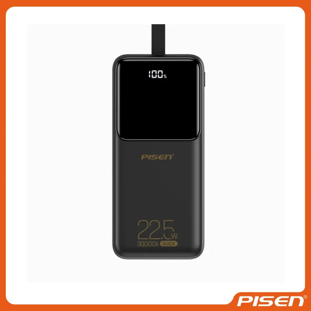 [F-PS-TPD040N] SEMI MIRROR POWER BANK 22.5W 30000MAH (NEGRO) - PISEN