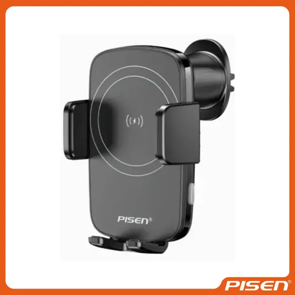[F-PS-TPC69B] SOPORTE DE COCHE CON PINZA AUTOMÁTICA Y CARGA INALÁMBRICA 15W - PISEN