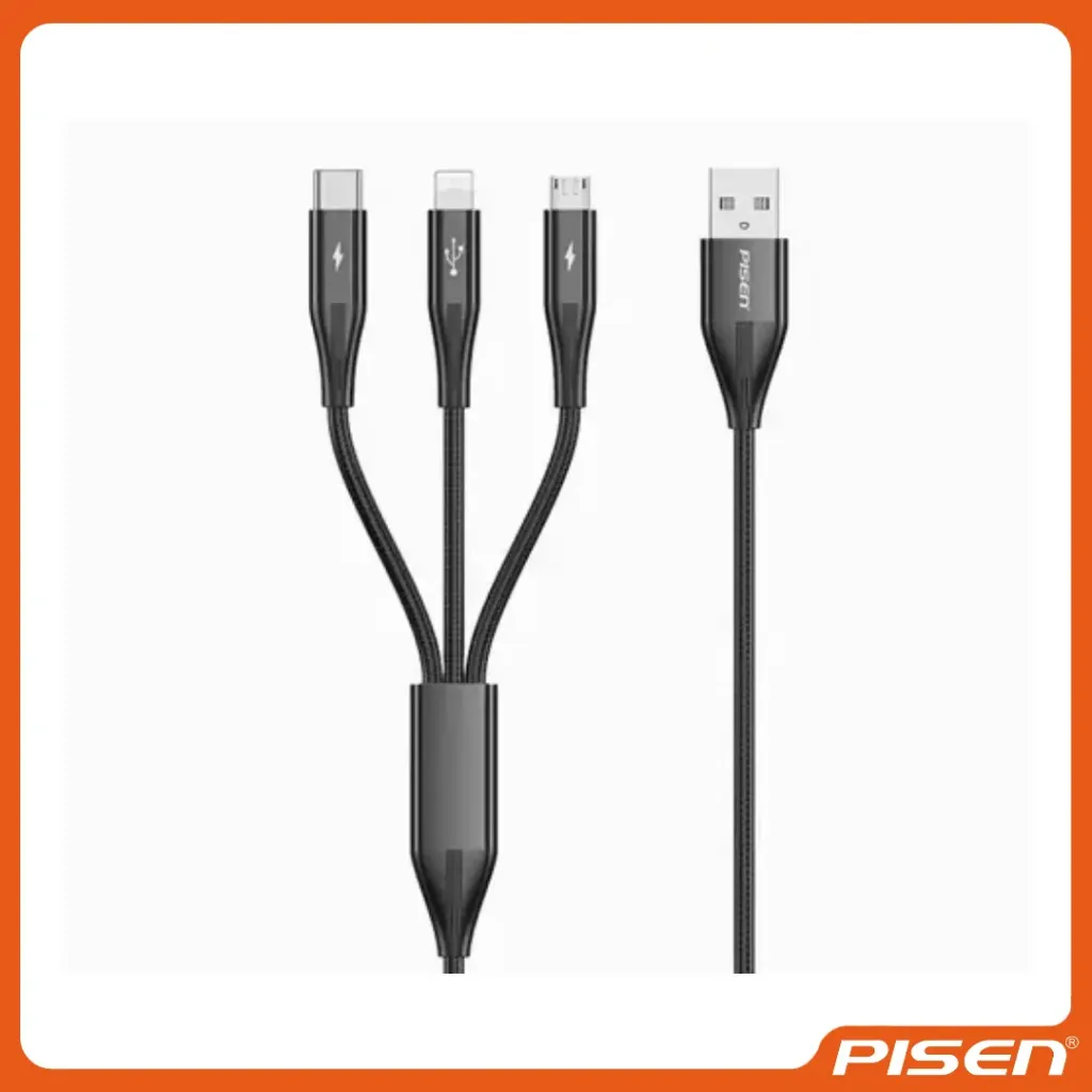 [F-PS-APFC171200B] STAR SPEED CABLE TRENZADO 3 EN 1 USB A (LIGHTIN/USB-C/MICRO) 1.2 M - PISEN