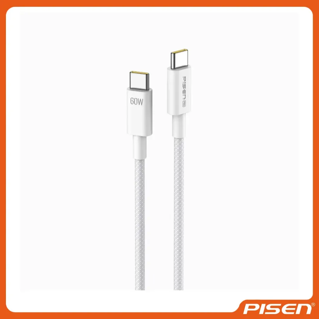 [F-PS-CC111000G] VIVID SERIES CABLE DE DATOS Y CARGA TRENZADO USB-C A USB-C 60W 1M (GRIS) - PISEN