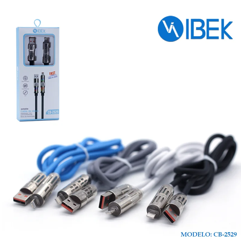 [CB-2529] CABLE USB 4 EN 1 TYPE, LIGHTNING, C 6A 1MENGOMADO Ibek