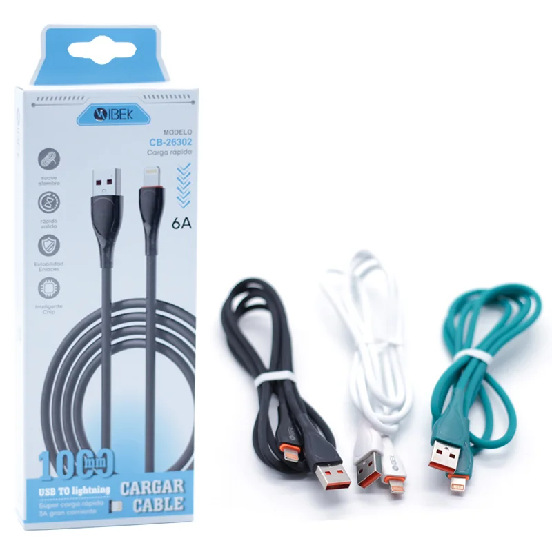 [CB-26302] CABLE USB A LIGHTNING 6A 1M Ibek