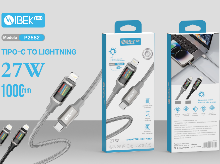 [P2582] CABLE TYPE C A LIGHTNING 27W MALLADO Ibek Pro