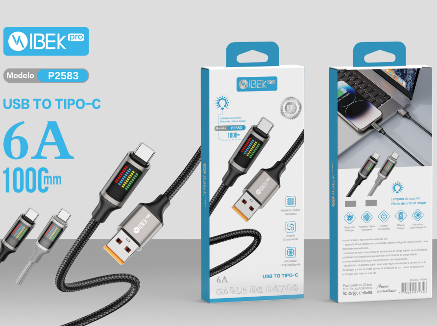 [P2583] CABLE USB A TYPE C 6A MALLADO Ibek Pro