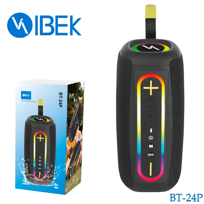 [BT-24P] PARLANTE BLUETOOTH C/ LUZ RGB -10W. Colores surtidos. Ibek