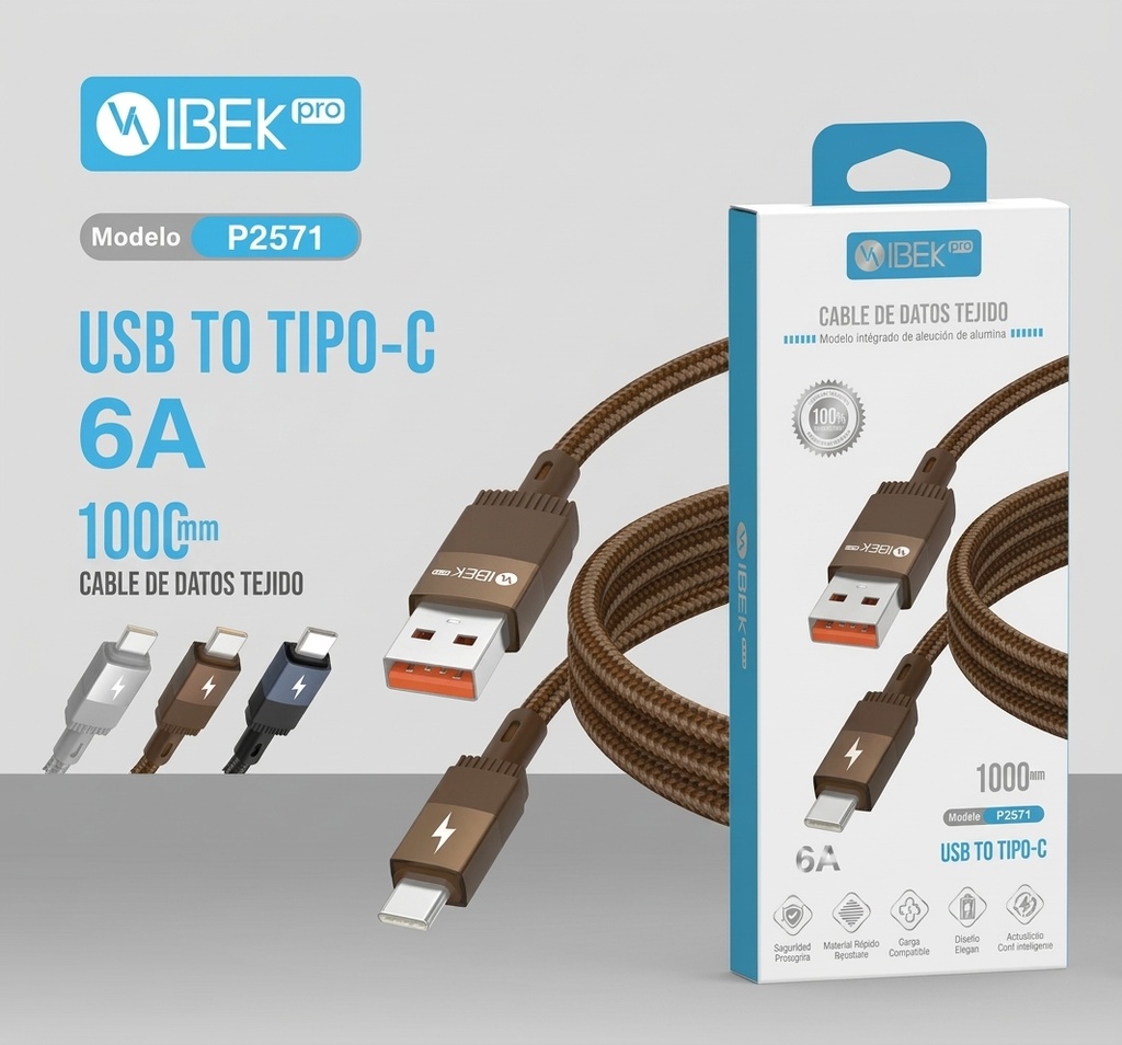 [P2571] CABLE USB A TYPE C 6A MALLADO Ibek Pro