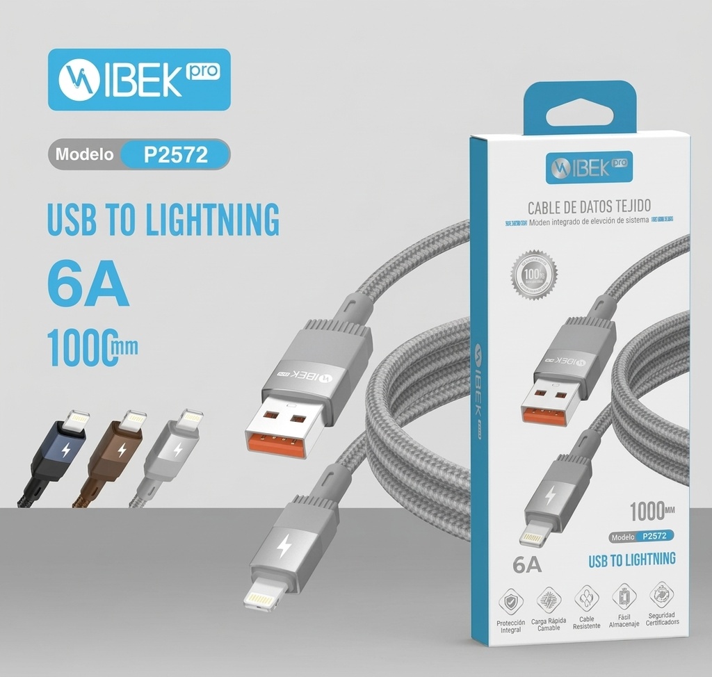 [P2572] CABLE USB A LIGHTNING 6A MALLADO Ibek Pro
