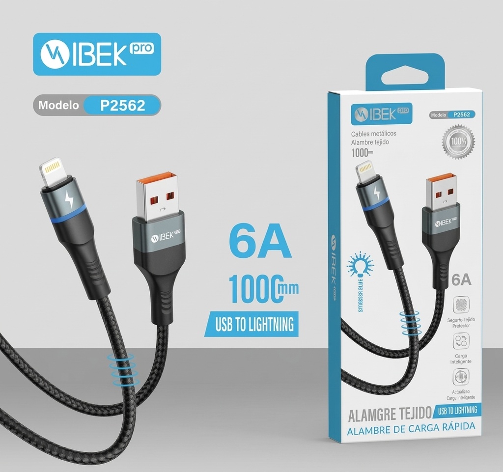 [P2562] CABLE USB A LIGHTNING 6A MALLADO Ibek Pro