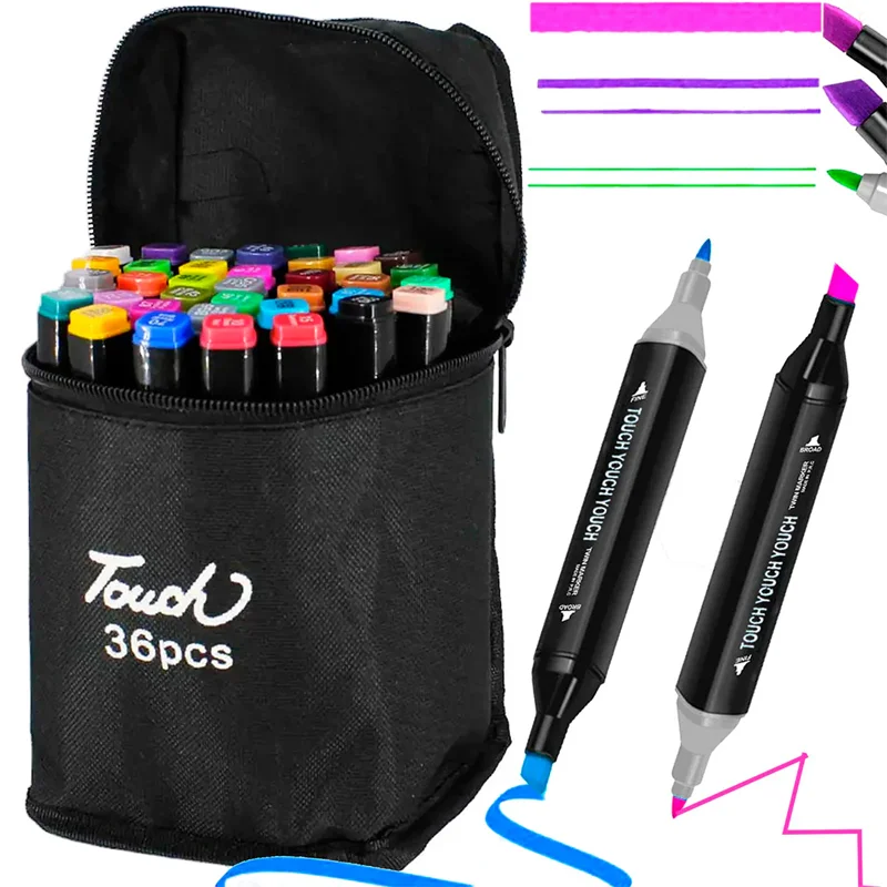 MARCADOR TOUCH SKETCH DOBLE PUNTA BISELADA /REDONDA POR 36 Marker Pencil ik-36BD