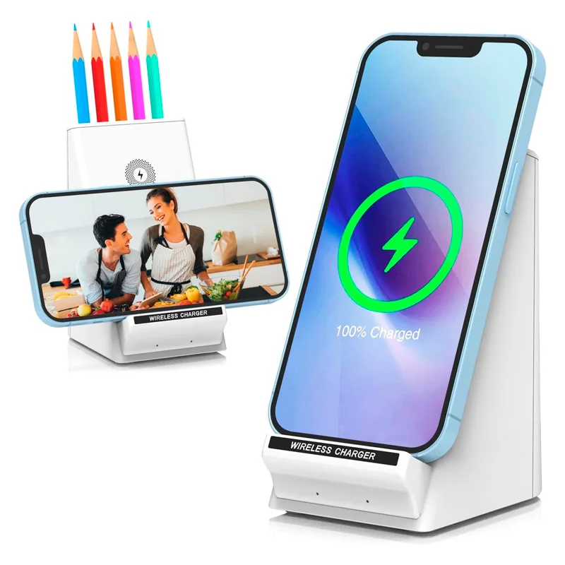 [M333] Cargador inalámbrico de escritorio Tableta Teléfono Soporte para bolígrafo Soporte estable M3332