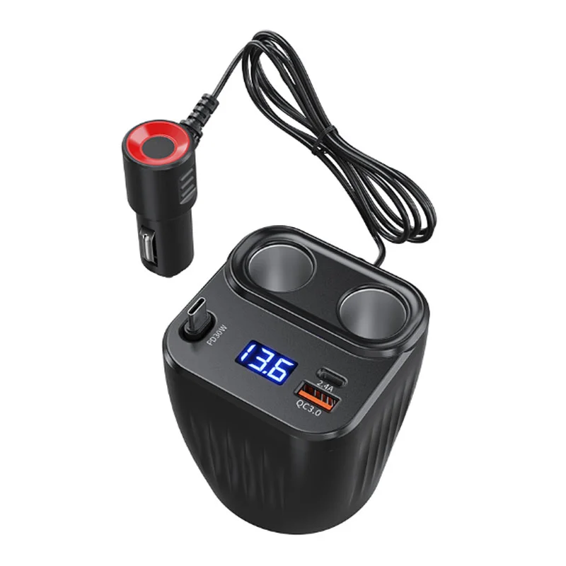 [D-33] CARGADOR RAPIDO For Car Type Cup With 2 Ports D-33