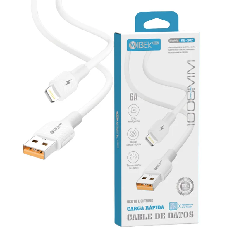 [KB-302] CABLE USB A LIGHTNING 6A Ibek Pro