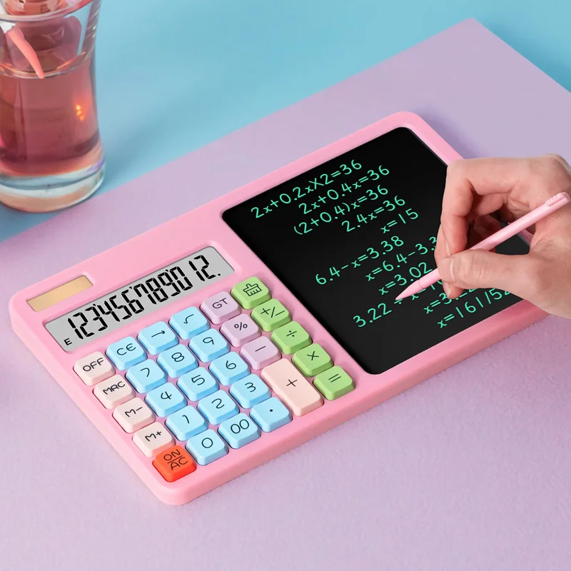 [2208] CALCULADORA SOLAR 10 DÍGITOS CON PIZARRA LCD LAPIZ 2208