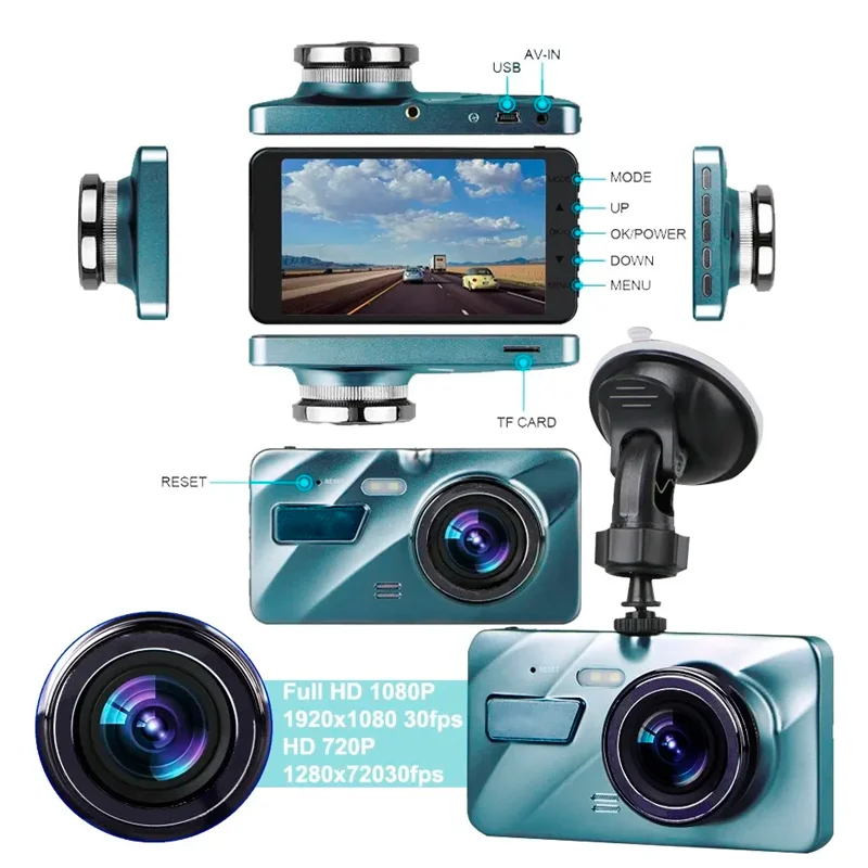 [A10TP] CÁMARA PARA AUTO DUAL FRONTAL REVERSA A10TP 1080 FHD VISIÓN NOCTURNA