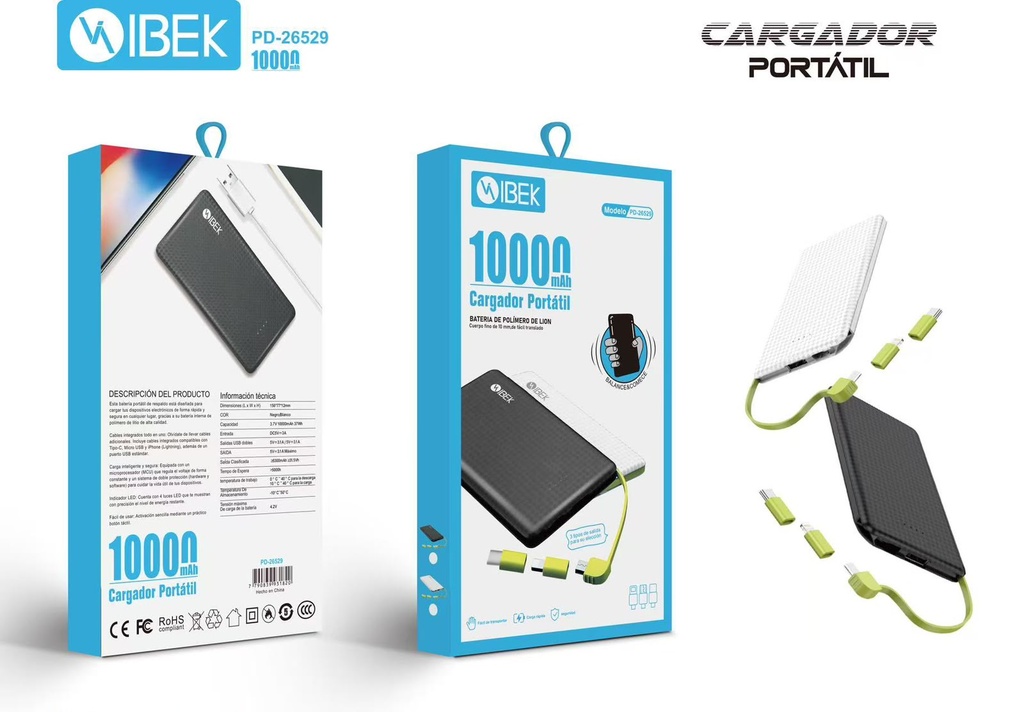 [PD-26529] CARGADOR PORTÁTIL 10000MAH Ibek Pro