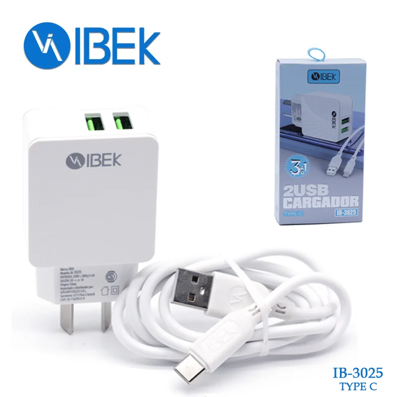 [IB-3025] CARGADOR 3.1A CON CABLE USB A TYPE C Ibek