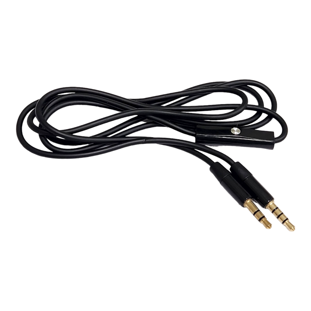 [F-55X53] CABLE AUXILIAR 3.5 CURVO CON MICRÓFONO