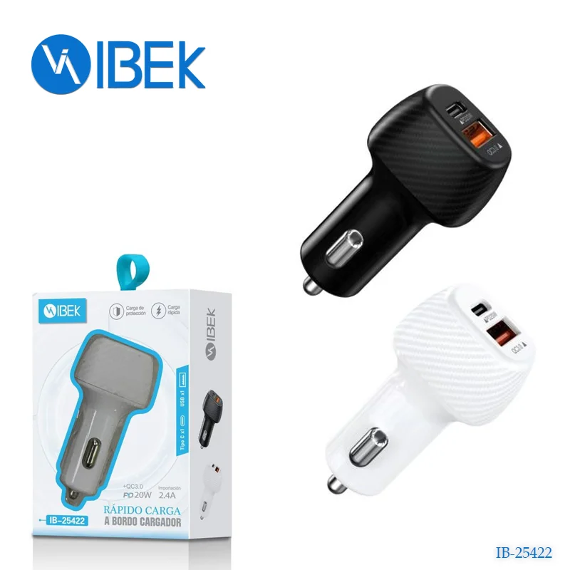 [IB-25422] CARGADOR CABEZAL PARA AUTO 20W PD 1 PUERTO USB 1 PUERTO TYPE C IB-25422 Ibek