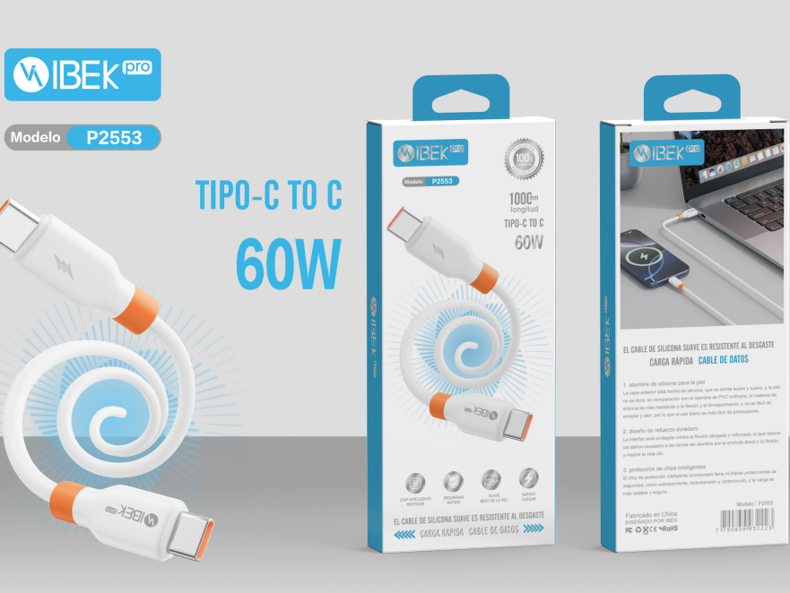 [P2553] CABLE TYPE C A TYPE C 60W Ibek Pro