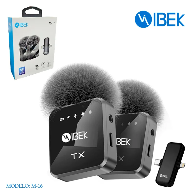 [M-16] MICRÓFONO CORBATERO DOBLE (Lightning y type c) Ibek