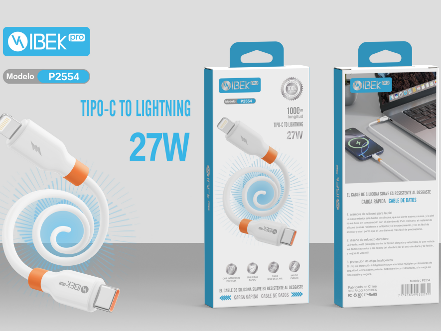 [P2554] CABLE TYPE C A LIGHTNING 27W Ibek Pro