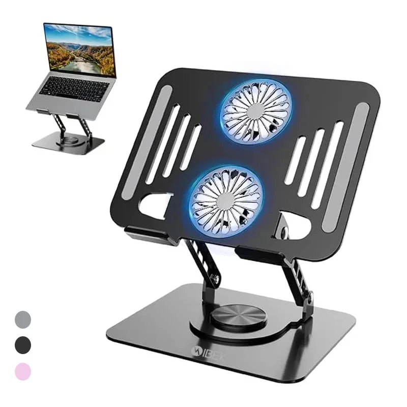 [SOP-26514] SOPORTE GIRATORIO 360° PLEGABLE PARA NOTEBOOK TABLET CON DOBLE VENTILADOR Ibek