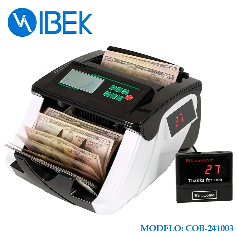 [COB-241003] CONTADORA DE BILLETES -3 pantallas para ser visto desde diferentes ángulos. -UV y MG pueden identificar con precisión un billete falso. Ibek
