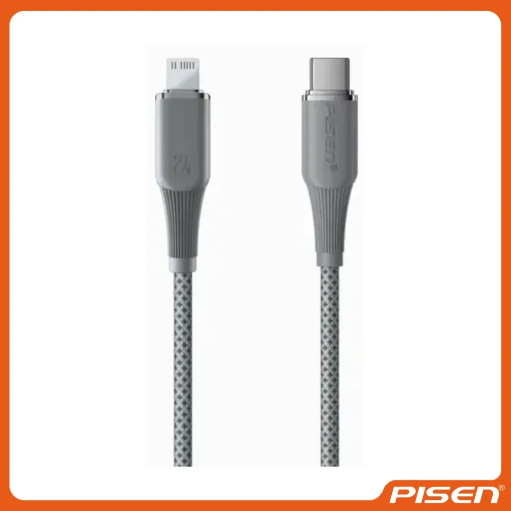 NOIRSYNC CABLE USB-C A LIGHTNING 27W (GRIS) - PISEN